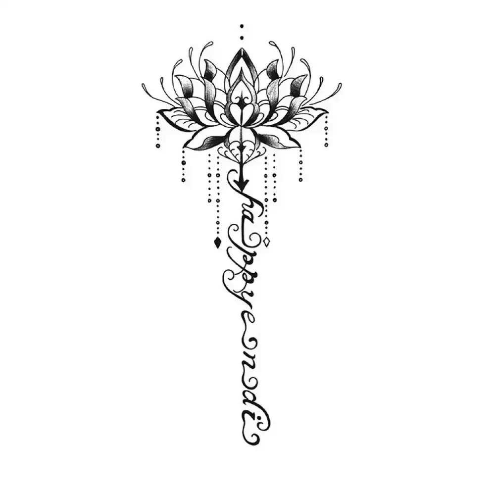 Black and white mandala lotus flower small tattoo design for Lotus Mood sticker