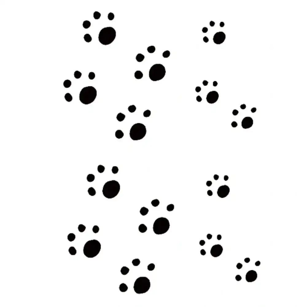 Black paw prints small tattoo sticker on white background