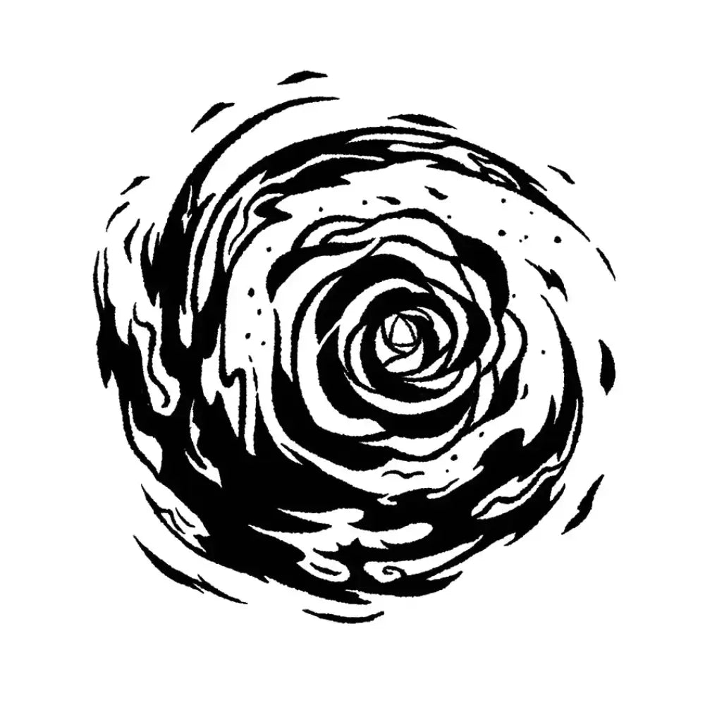 Rose Swirl black and white tattoo sticker with central triangle