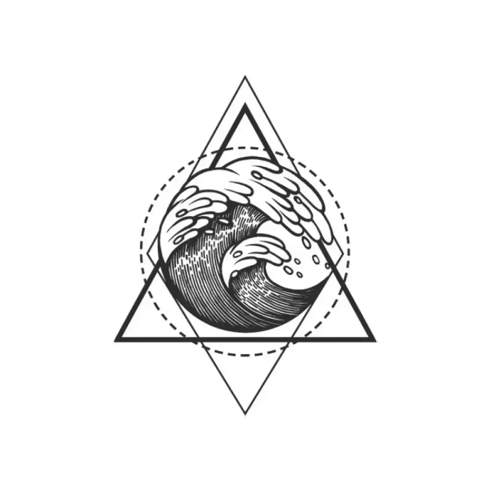 Black and white triangle wave crest tattoo sticker design