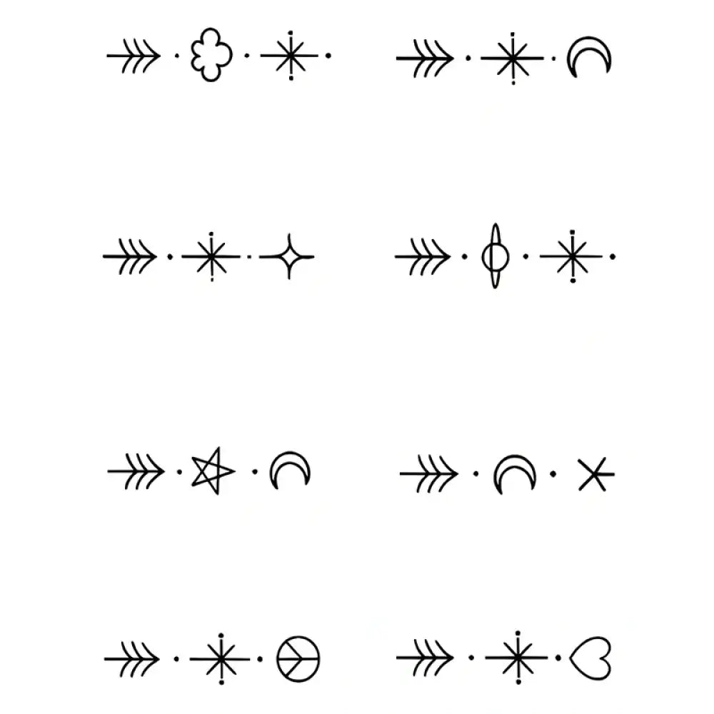Minimalist arrow and celestial vector set for small tattoo stickers