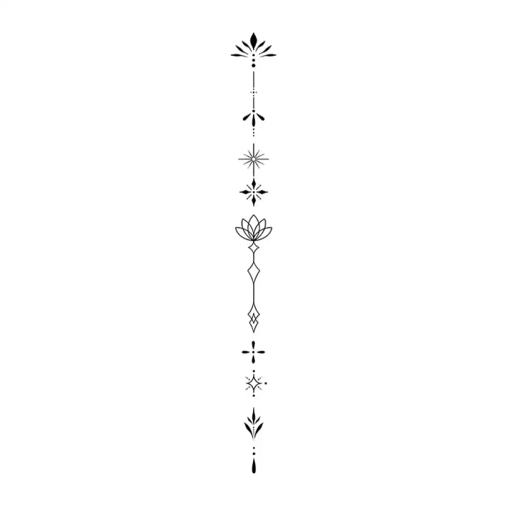 Vertical lotus small tattoo sticker with minimalist floral geometry