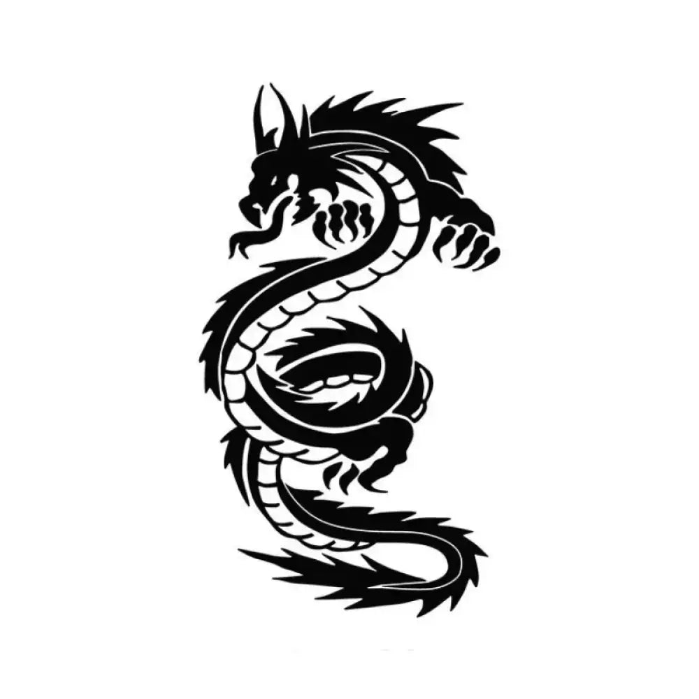 Tribal dragon coil tattoo sticker design in black tribal style