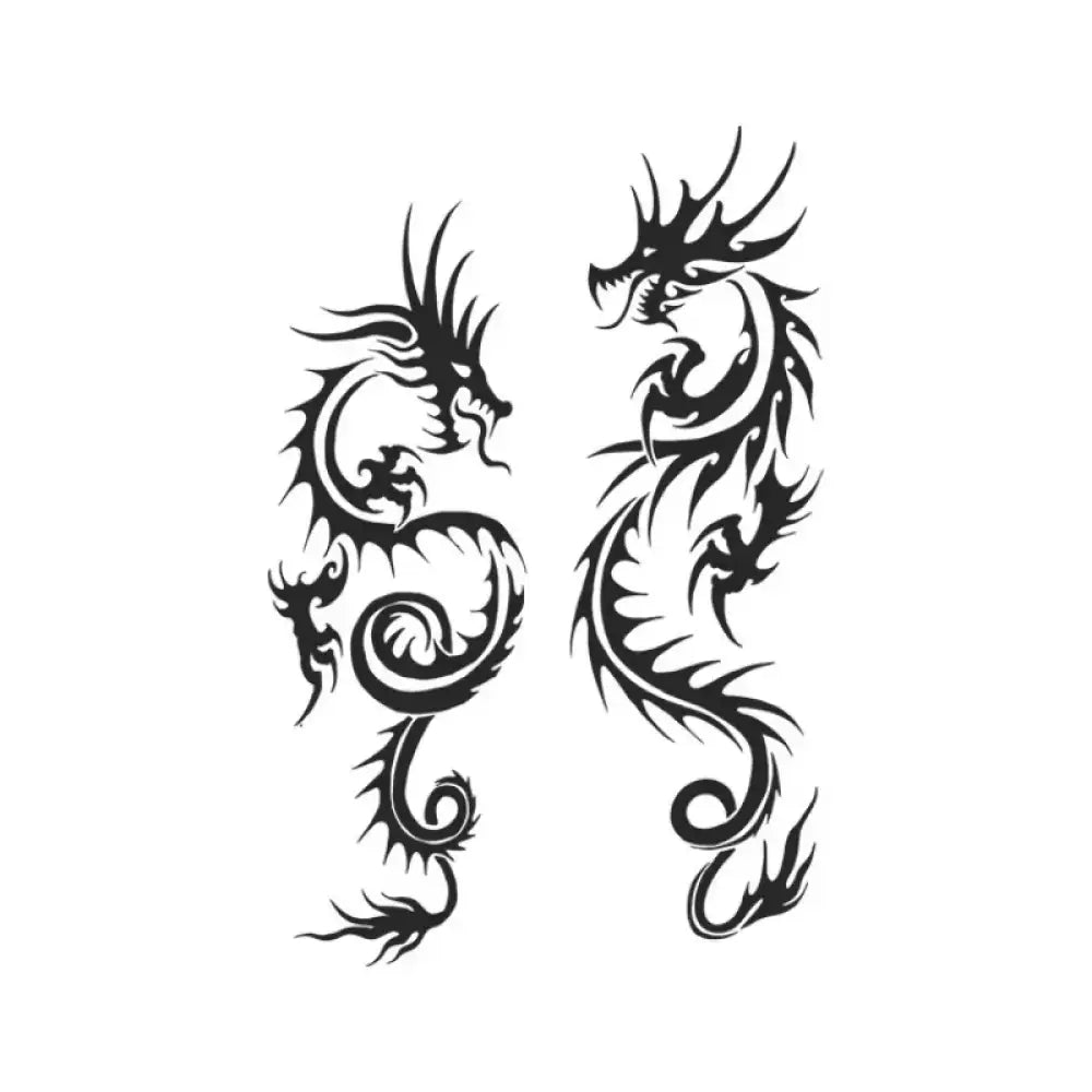 Twin Tribal Dragons: Black Tribal Tattoo Sticker Designs