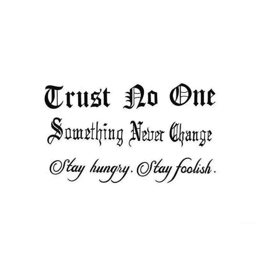 Decorative tattoo sticker with three lines of text on white background for small tattoo designs