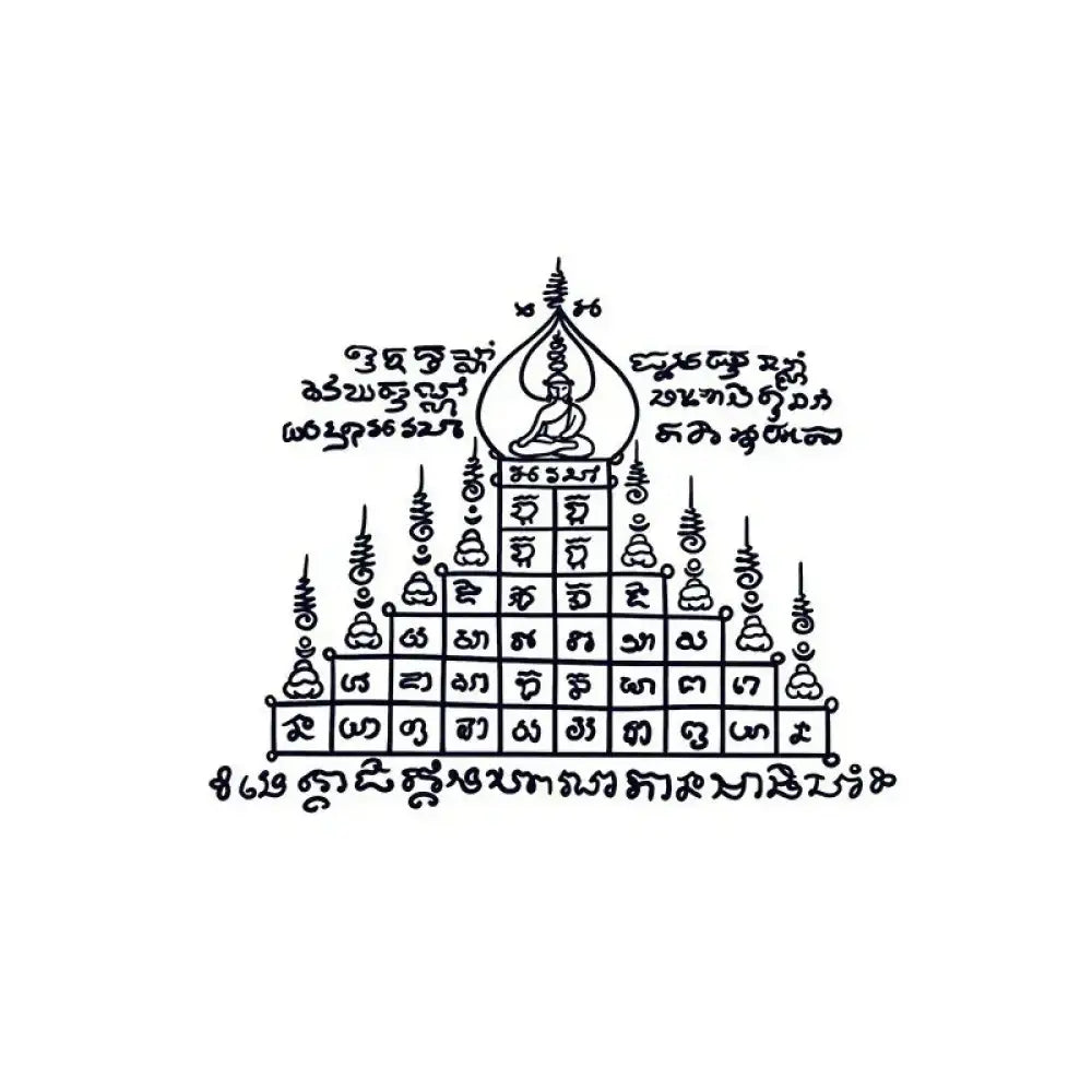 Black and white traditional Buddhist Yantra tattoo sticker from Yantra Tattoo 5 collection